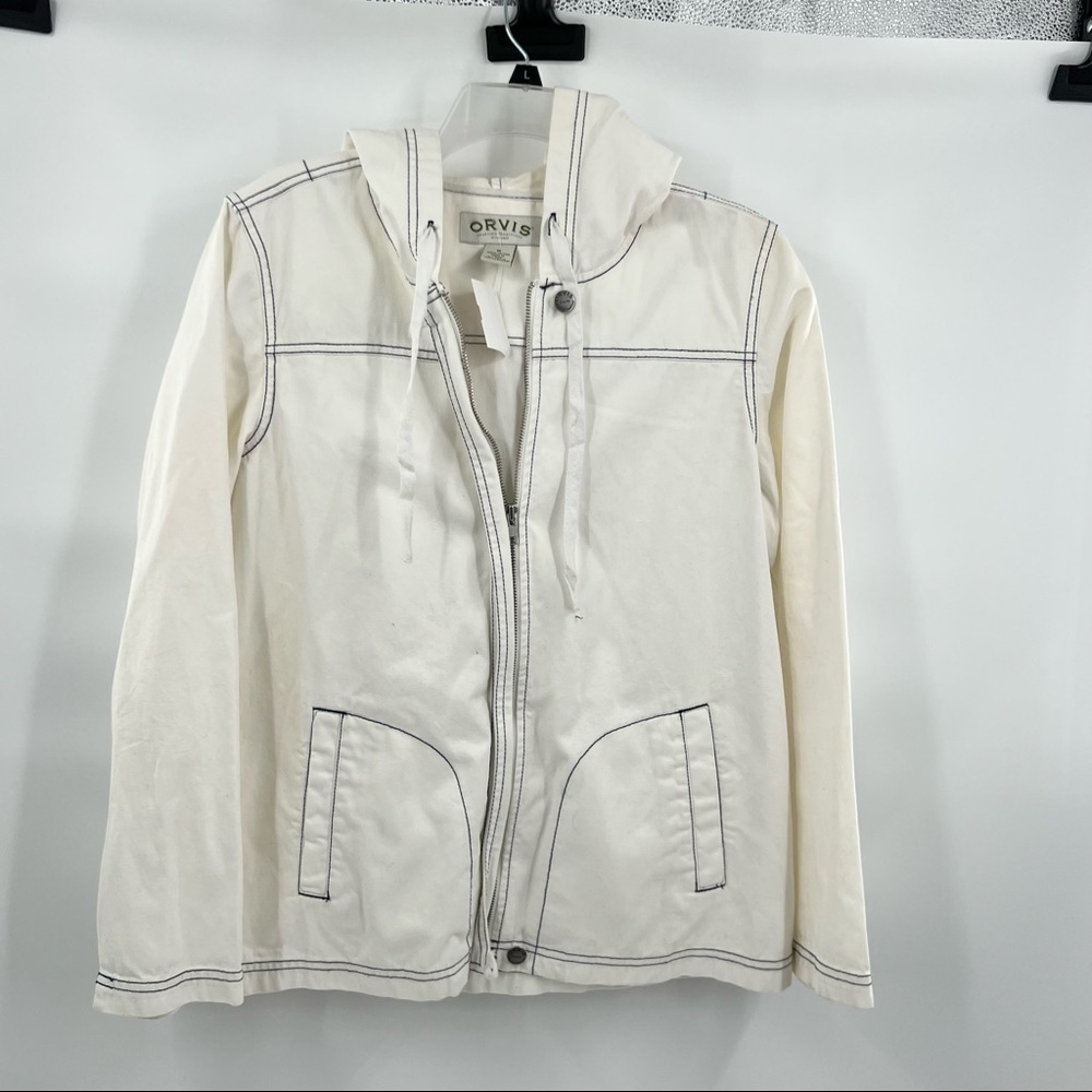 Orvis white zip up hooded lightweight jacket size M